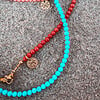 Bamboekoraal kralen ketting rood & roze