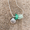 Zeeglas schelp ketting zilver