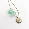 Zeeglas schelp ketting zilver