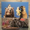 -banaantje en weer door- 20x20x1 cm handgeknipte collage op schildersdoek