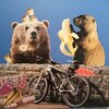 -banaantje en weer door- 20x20x1 cm handgeknipte collage op schildersdoek