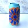 Lichtblauw rond vaasje met Arabisch motief, handbeschilderd en upcycled