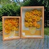 Bijzondere 3D Droogbloemen Kunstwerk van Van Gogh's Zonnebloemen - Unieke Decoratie