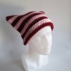Gehaakte muts 'Burgundy & baby pink'