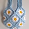 Gehaakte tas 'Baby blue daisy'