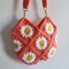 Gehaakte tas 'Coral daisy'