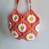 Gehaakte tas 'Coral daisy'