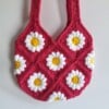 Gehaakte tas 'Fuchsia daisy'