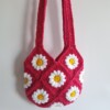 Gehaakte tas 'Fuchsia daisy'