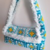 Gehaakte tas 'Furry & turquoise'