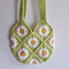 Gehaakte tas 'Green daisy'