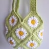 Gehaakte tas 'Green daisy'