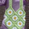 Gehaakte tas 'Green daisy'