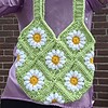 Gehaakte tas 'Green daisy'