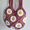 Gehaakte tas 'Mauve daisy'