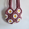 Gehaakte tas 'Mauve daisy'