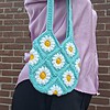 Gehaakte tas | Turquoise madeliefjes