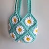 Gehaakte tas | Turquoise madeliefjes