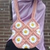 Gehaakte tas 'Pink daisy'