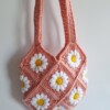 Gehaakte tas 'Pink daisy'