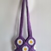 Gehaakte tas 'Purple daisy'
