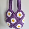 Gehaakte tas 'Purple daisy'