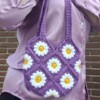 Gehaakte tas 'Purple daisy'