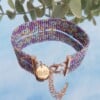 Geweven kralen armband 'Minty blossom'