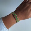 Geweven kralen armband 'Xoxo green & hot pink'