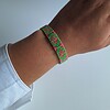 Geweven kralen armband 'Xoxo green & hot pink'
