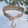 Geweven kralen armband 'Xoxo green & hot pink'