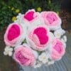 handgehaakte roze bruidsboeket