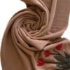 Fleece licht bruine sjaal upscaled met bloemen van vilt