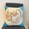 Geborduurd blauw velvet kussenhoes met borduursel
