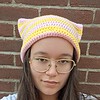 Gehaakte muts 'Baby pink & yellow'