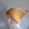 Gehaakte muts 'Baby pink & yellow'