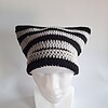 Gehaakte muts 'Black & light grey'