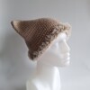 Gehaakte muts met imitatiebont 'Basic beige'