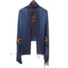 Vilt geborduurd blauwe kasjmier oversized sjaal
