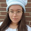 gehaakte muts 'Baby blue & white'