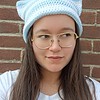 gehaakte muts 'Baby blue & white'