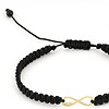 Armband Infinity - met twee hartjes - bedel 14 karaat geel goud, ideaal als cadeau, maat verstelbaar 15-21 cm