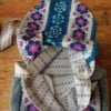 Blauwe tas van vintage stoffen.
