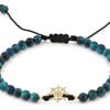 Blauwe tijgeroog armband met 14 karaat geelgouden Scheepsroer