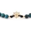 Blauwe tijgeroog armband met 14 karaat geelgouden Scheepsroer