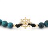 Blauwe tijgeroog armband met 14 karaat geelgouden Scheepsroer