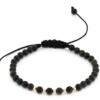 Elegante zwarte onyx armband met gouden kralen 2,5 mm, voor vrouwen en mannen, ideaal als cadeau, maat verstelbaar 15-21 cm