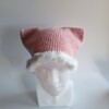Gehaakte muts met imitatiebont 'Pink & white'