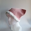 Gehaakte muts met imitatiebont 'Pink & white'