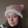 Gehaakte muts met imitatiebont 'Pink & white'